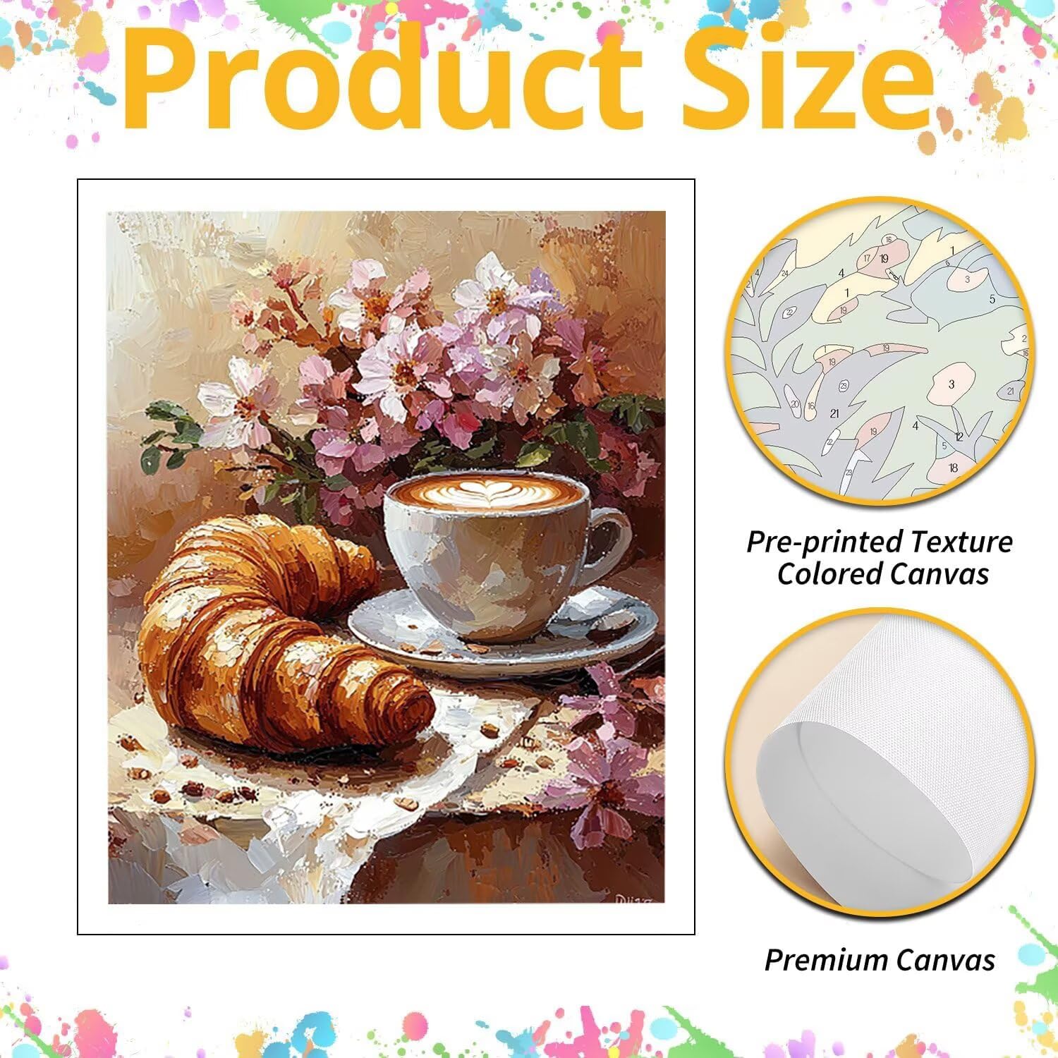 WEISHIWE Caffè e pane Dipingere con i Numeri per Adulti, 70x90cm a-526 | Paint by Numbers Kit con Pennelli e Acrilico Pigmento, Fai da te Olio La Pittura di Numeri Kit, Decora la Casa, senza Cornice