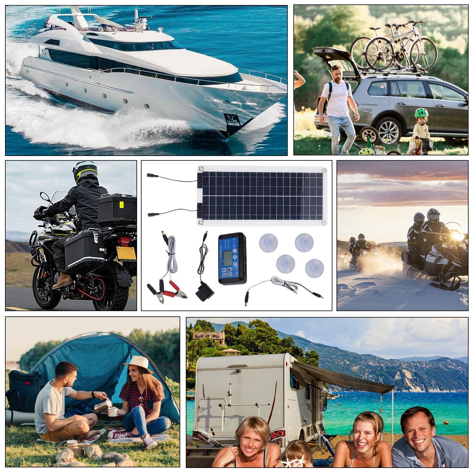 Caricatore solare per auto caricabatterie solare 100 W impermeabile caricabatteria da auto manutenzione batteria solare uscita auto 12 V-24 V marino barca M