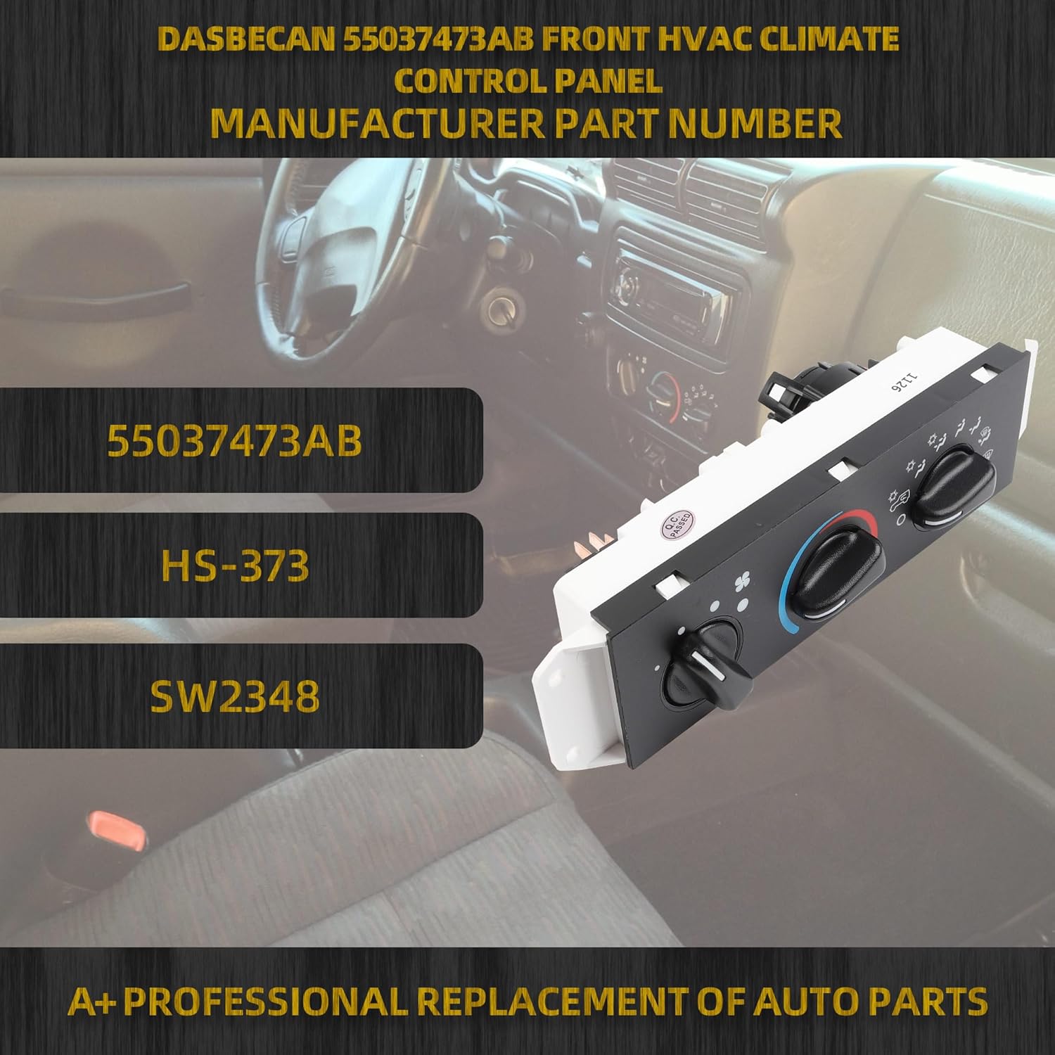 Dasbecan 55037473AB A/C Heater Climate Control Module Panel Compatible with 1999-2004 Jeep Wrangler TJ Replace# HS-373 SW2348