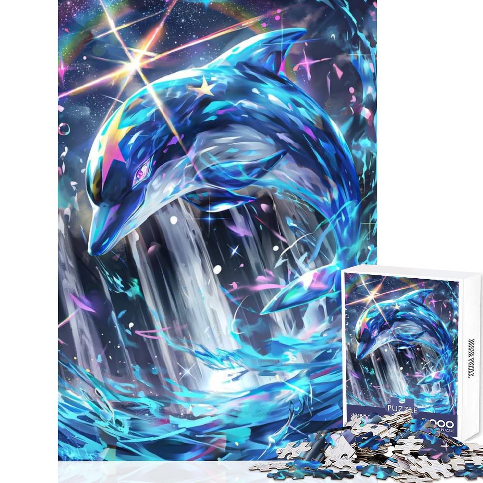Magical Dolphin 1000 Piece Puzzle For Adults Brain Recall Game Neat Cut Perfect Alignment Thoughtful Gift for Mind Activity 38x26cm