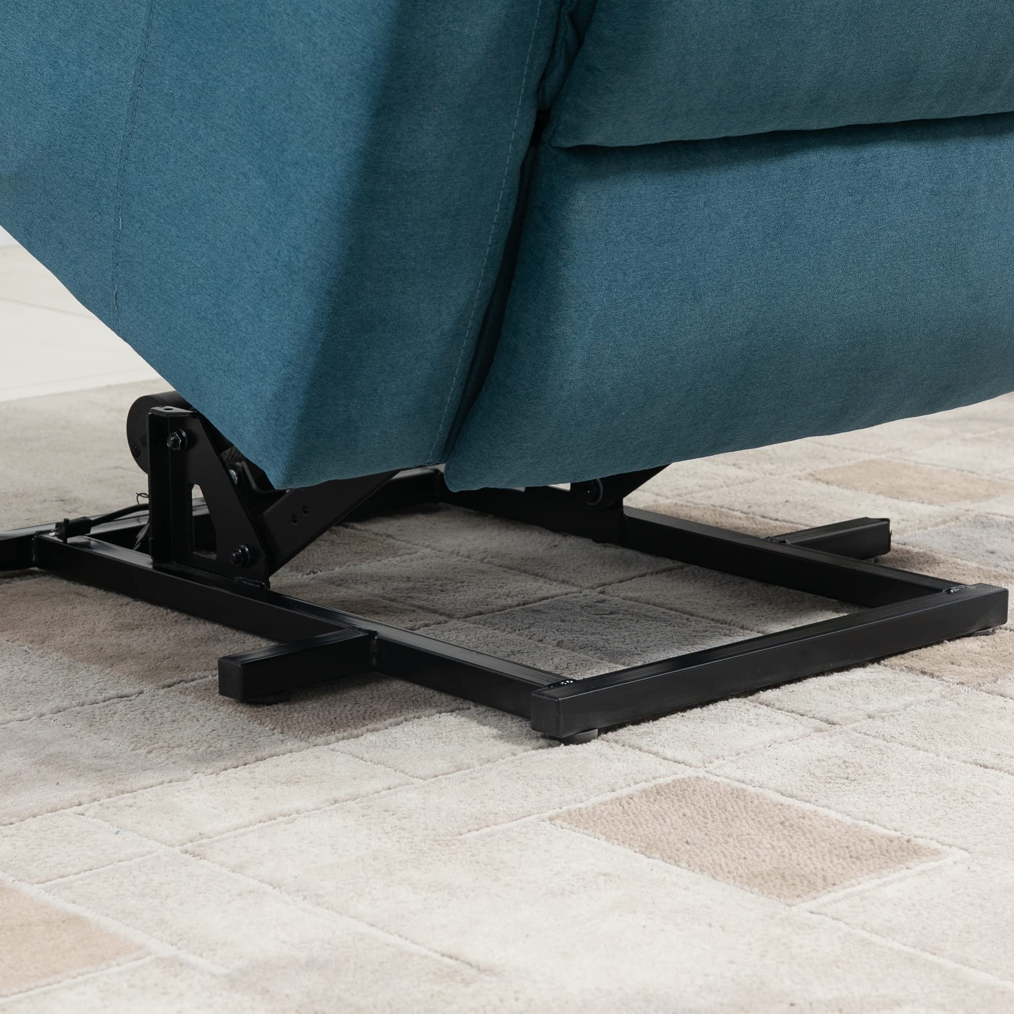 HOMCOM Fauteuil releveur électrique, Fauteuil Relax électrique avec Repose-Pied, Dossier inclinable, télécommande et Poche latérale Charge 120kg Tissu Aspect Lin Bleu