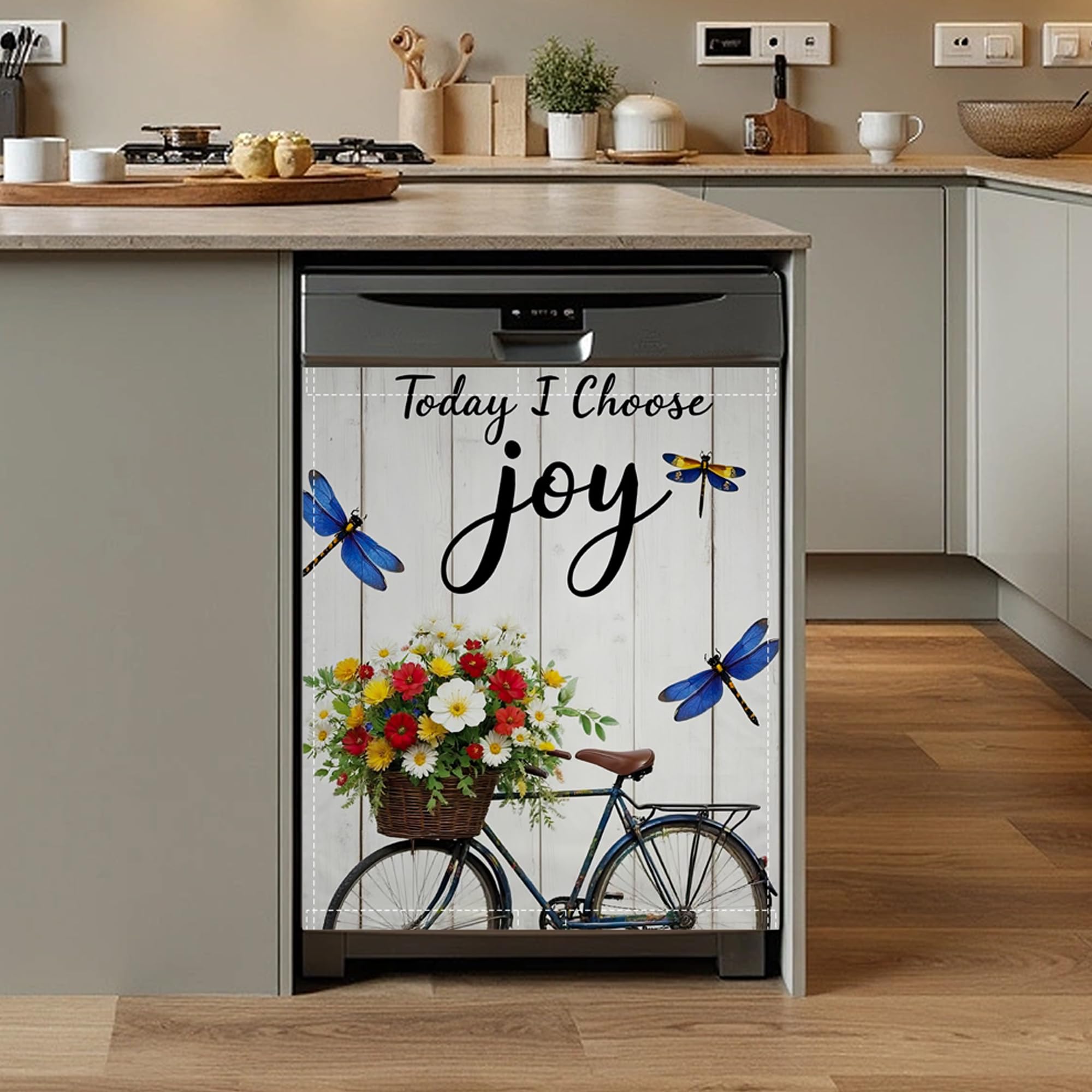 Today I Choose Joy Dishwasher Magnet Cover,Front Dishwasher Cover Decoration Reusable Decorative Magnetic Cover for Home Kitcen Appliance 23x26 Inch