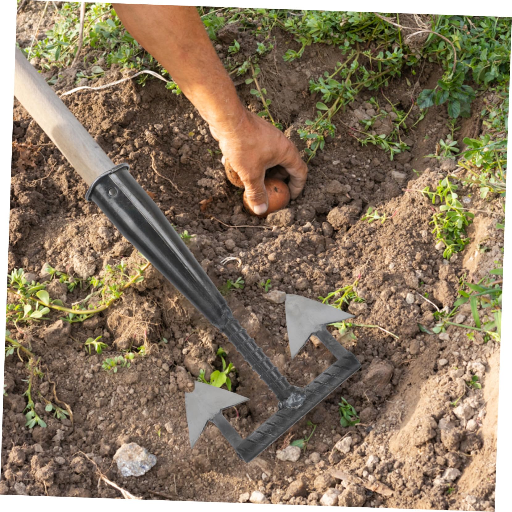 DOITOOL Azada Triangular Multifuncional para Jardinería Ligera y Duradera Herramienta para Aflojar Tierra y Deshierbar Huertos y Parques