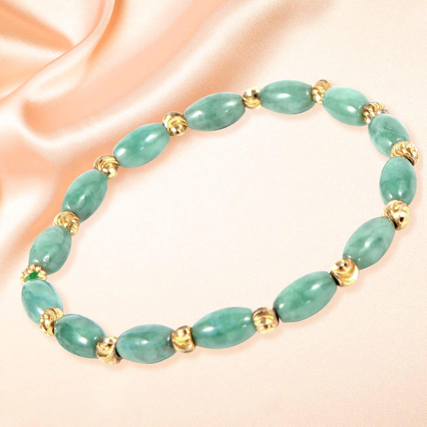 Natural Jade Bracelet for Women Gradient Green Jade Bead Elastic Bracelet, Suitable for Christmas, Thanksgiving