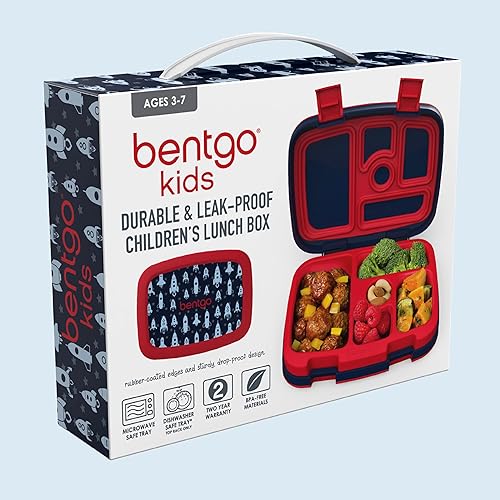 Miniatura 65 de Bentgo Kids Prints - Lonchera para niños, a prueba de derrames, con 5 compartimentos, estilo bento, tamaño de porciones ideales para edades de 3 a 7