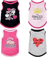 Pistha 4 Pack Cute Sleeveless Dog Shirts for Small Medium Dogs Cats - Summer Heart Print Puppy T-Shirts (S-XXL)