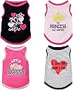 4 Pack Dog Shirts Summer Printed Puppy Clothes Cute Sleeveless Pet T Shirts Dog Clothes for Small Medium Dogs Cats Girl(S)