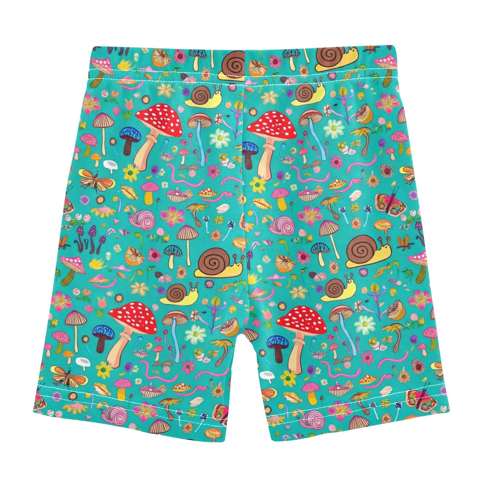 CHIFIGNO Girls' Bike Shorts Colorful Mushrooms Green Cartwheel Shorts Breathable Under Dress Biker Short Clothes for Kids 5T