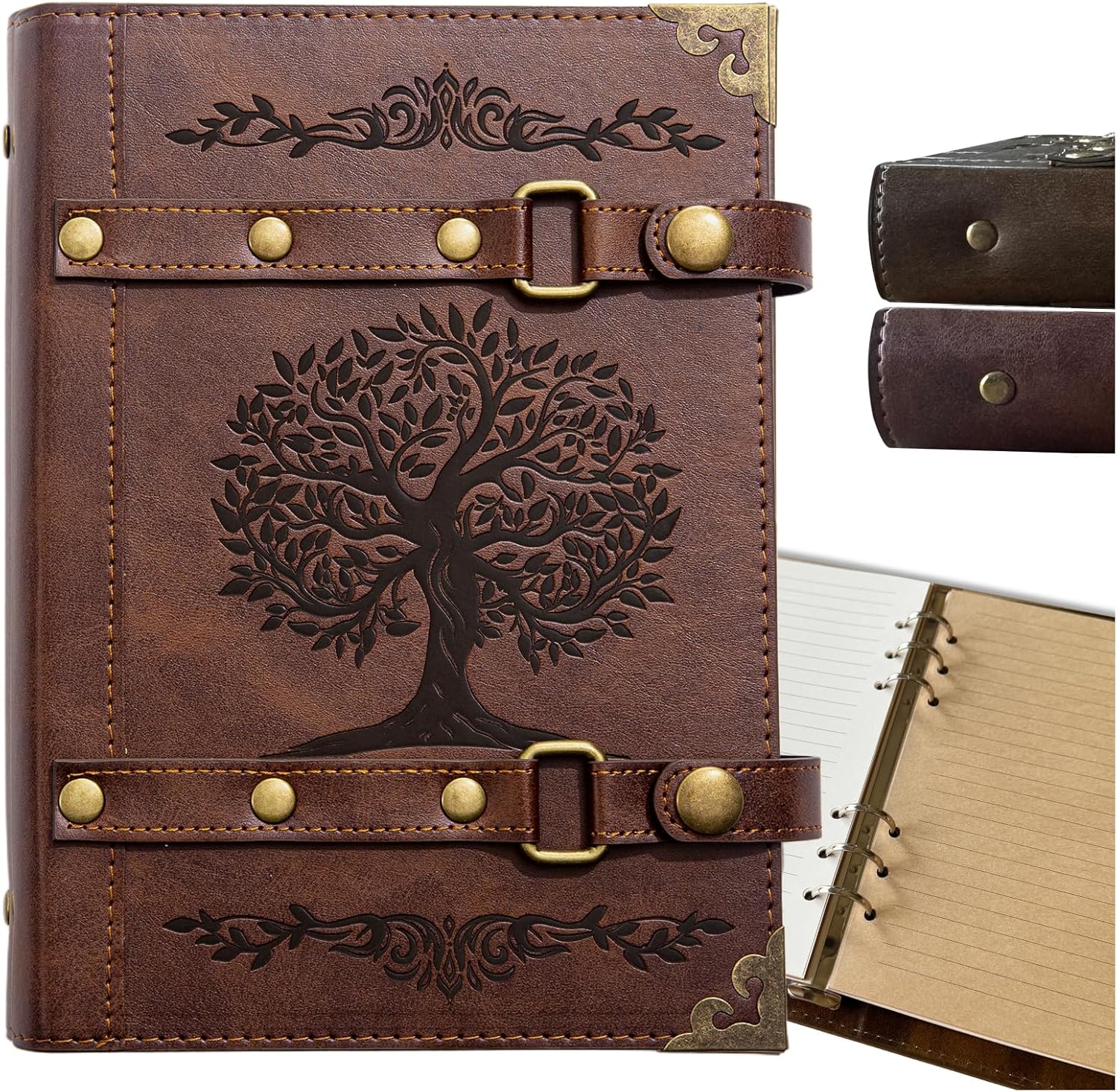 DUROTAN Tree of Life Journals DND Notebook,400 pages A5 Leather Notepad Hardcover Journaling for Dungeons & Dragons/D&D Gifts Set,for Travel Office Daily Writing Items & Accessories for Players