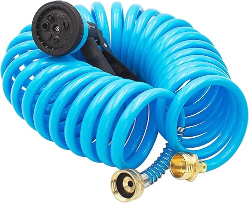 Miniatura 4 de AUTOMAN - Manguera de jardín de etilvinilacetato EVA, varios colores disponibles, manguera de agua rizada incluye boquilla de pulverización de 7