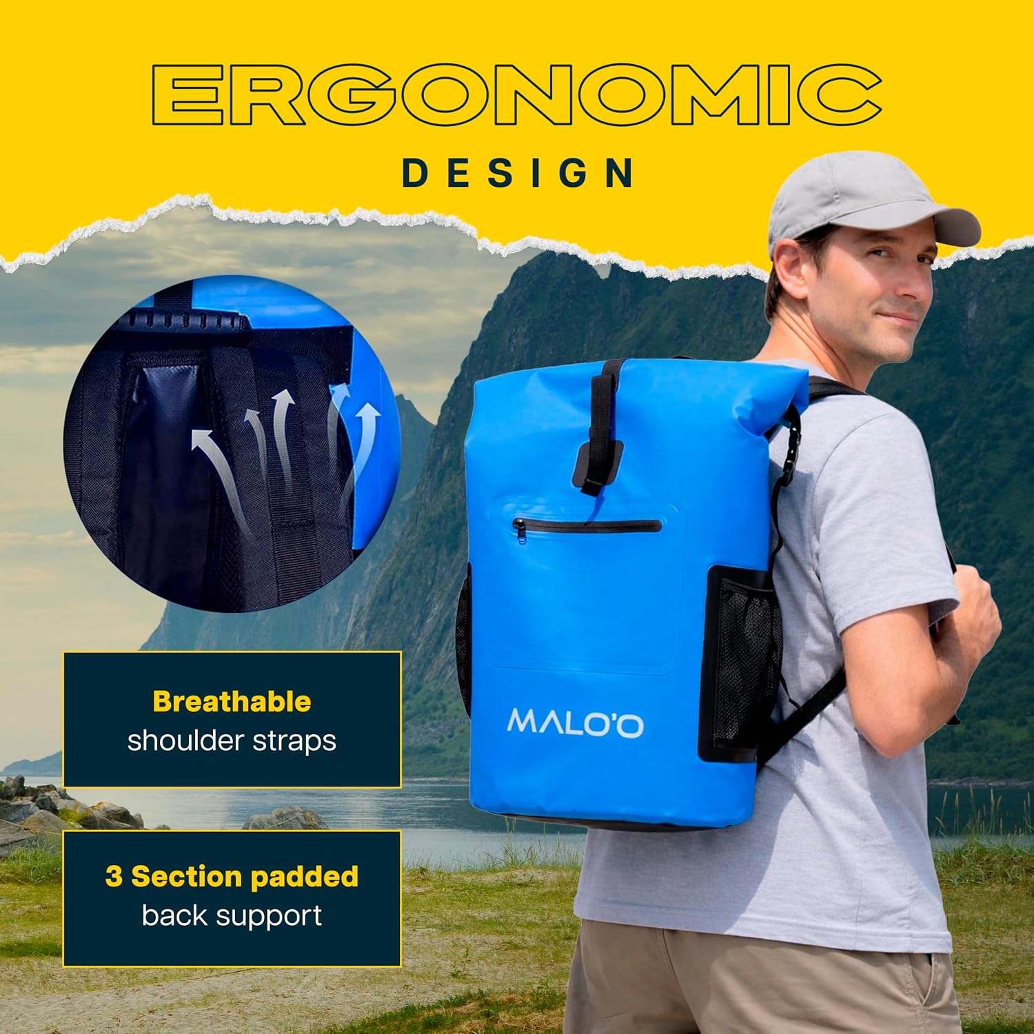Malo’o Pro Adventure Insulated Backpack Cooler, Leakproof Soft Cooler Backpack for Camping, Fishing, Hiking, Kayaking, Beach