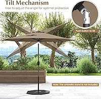 Vista 6 de HAPPYGRILL Sombrilla de patio de 9 pies para exteriores, sombrilla de mesa ajustable con inclinación y manivela