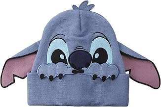 Disney Stitch Peekaboo Hands Blue Cuff Beanie