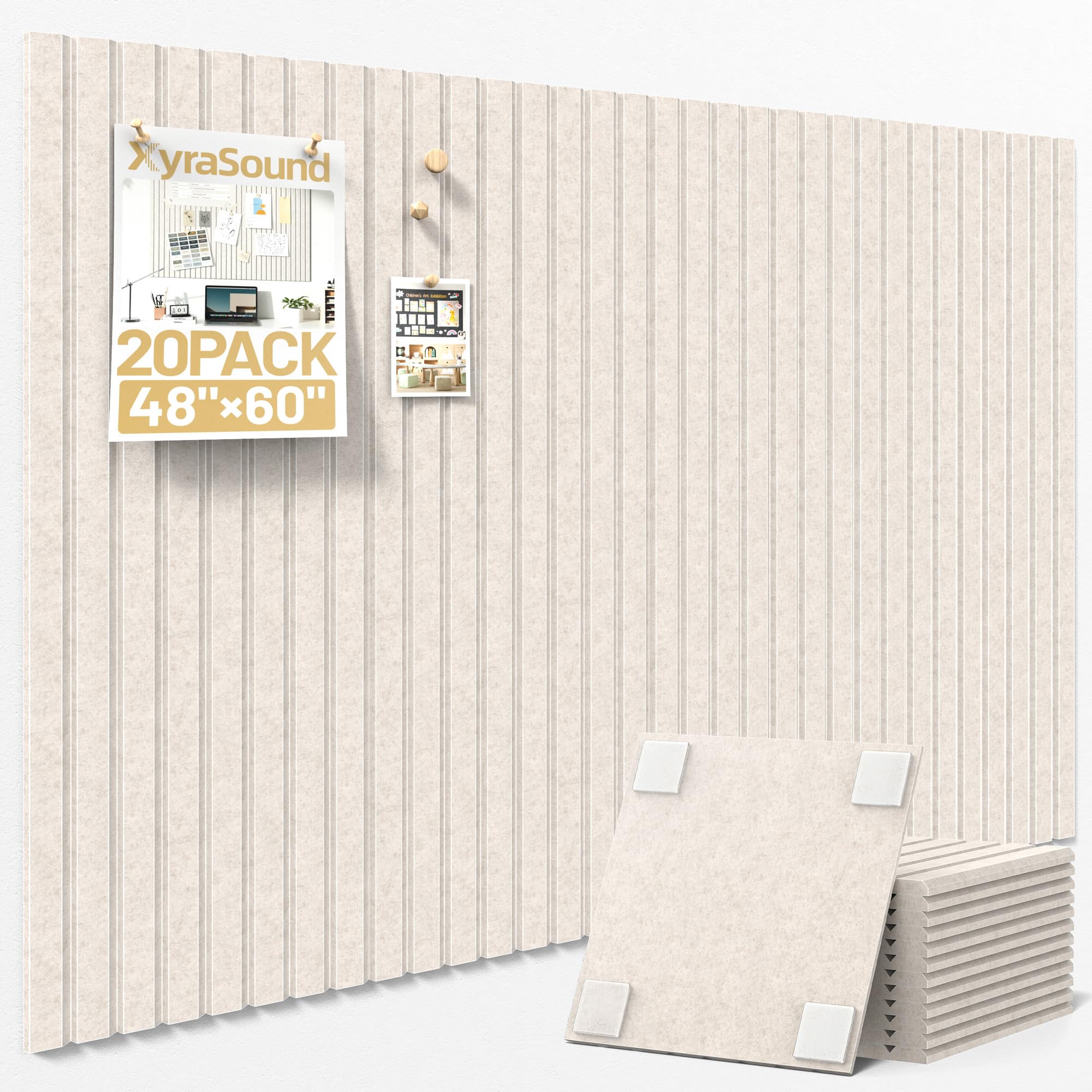 XyraSound 20-pack cork board tiles