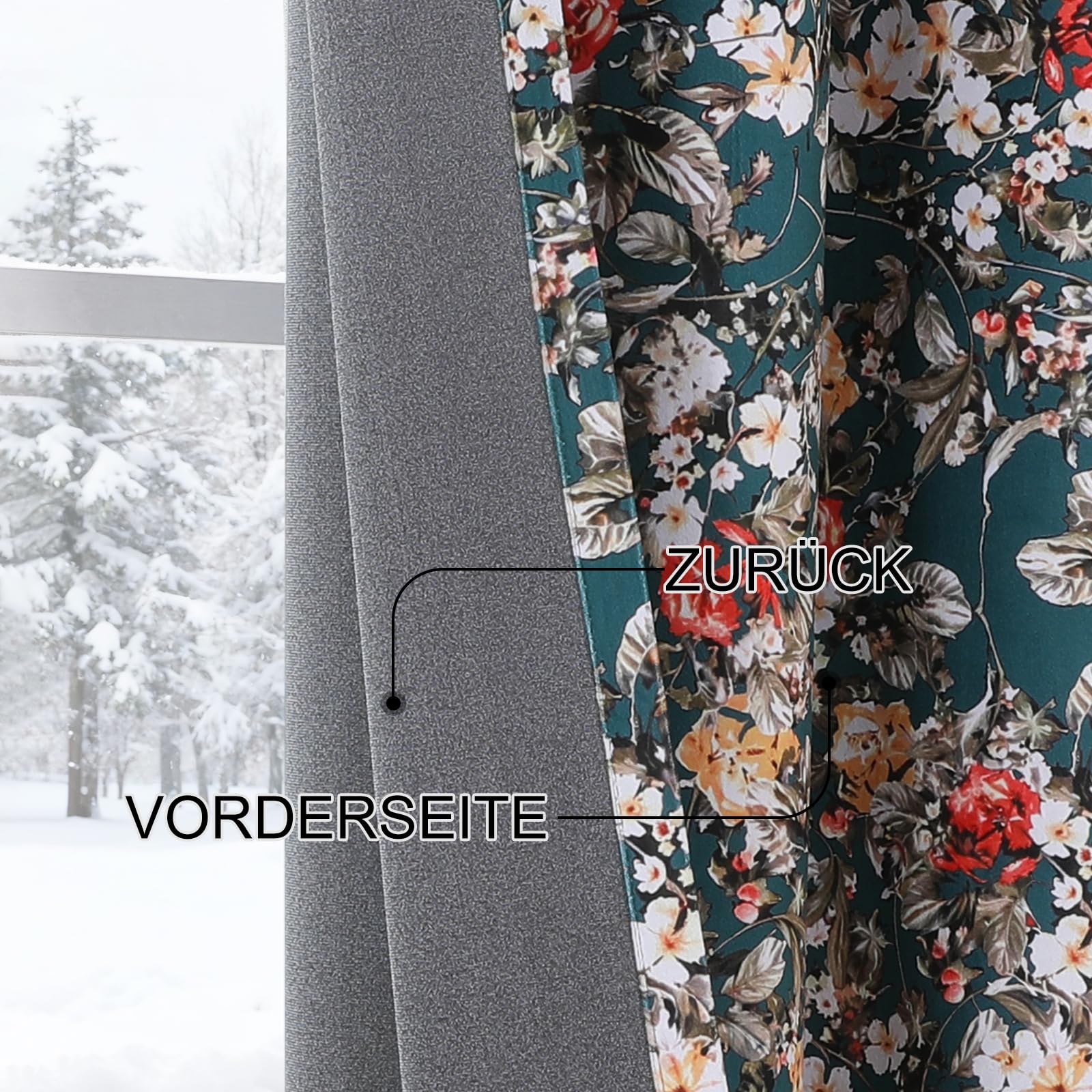 Vintage Blumenmuster grüne Samt-Vorhänge für Schlafzimmer 244 cm, Elegante Wohnraumdeko für Wohnzimmer verdunkelnd wärmeisoliert geräuschreduzierend Ösen Verdunkelungsvorhänge, 132x244 cm, 2er