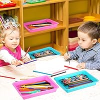 Vista 5 de Maitys 24 Pcs Art Trays Plastic Activity Tray for Kids Craft Stackable Shallow Storage Organizer Serving for DIY School Books Home Painting Projects