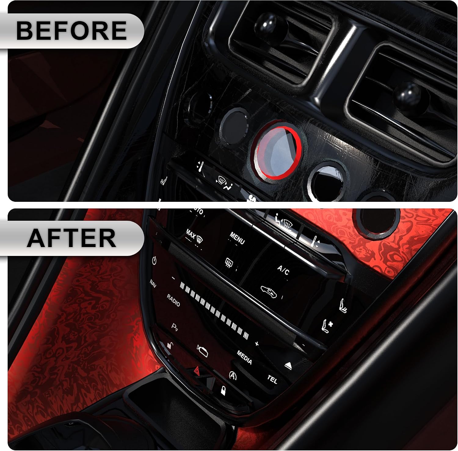 Lypumso Forged Carbon Fiber Vinyl Wrap, 3D Cosmic Ghost Textured Auto Car Sticker Decal Film Sheet DIY Vehicle Paint Changing Wrap Featuring Air Release Technology (Red, 1ft x 5ft) image 4