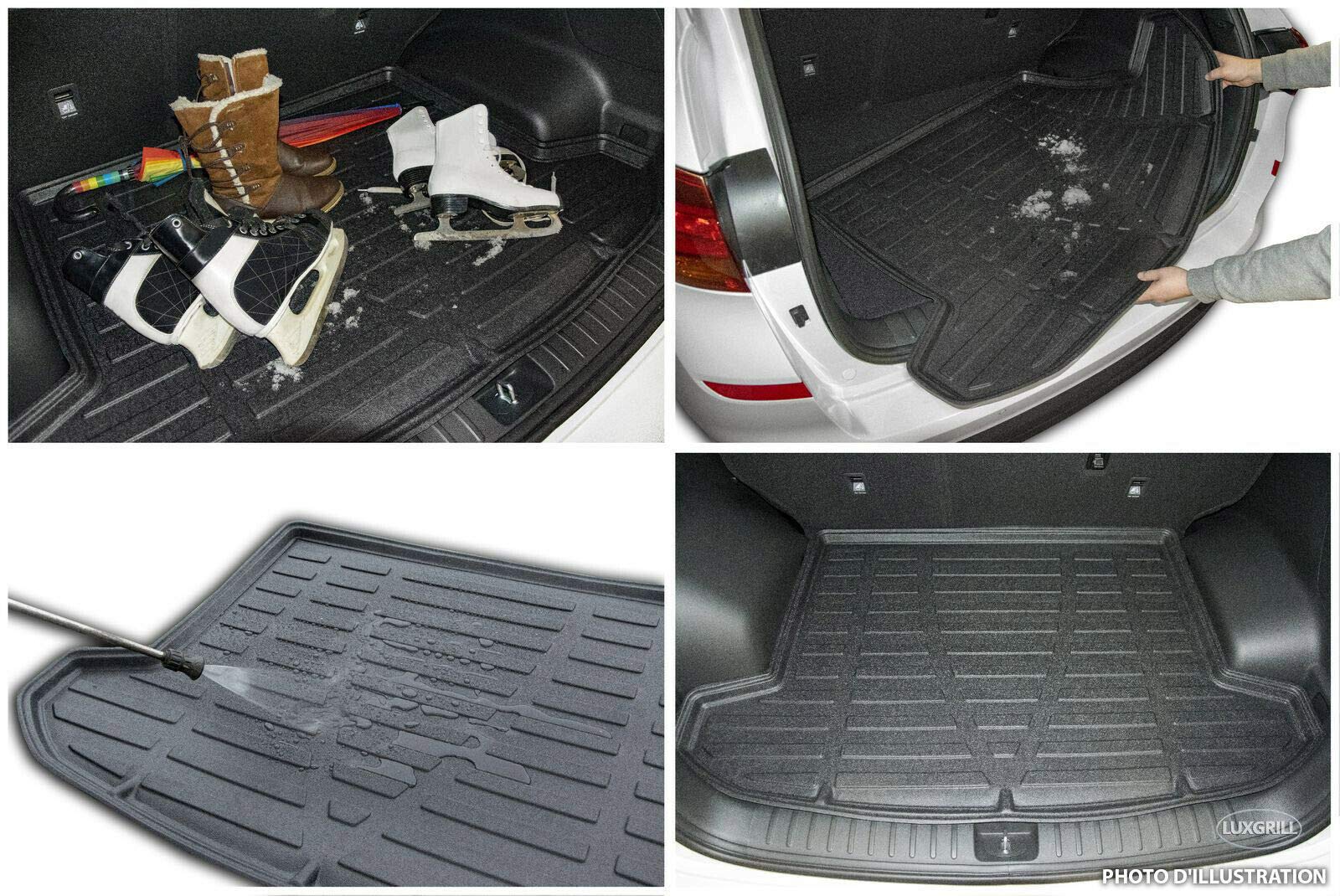 SCOUTT Tapis De Coffre sur Mesure pour Renault Clio 4 2014-2019, Noir, Antidérapant, Bord Haut, Toutes Saisons