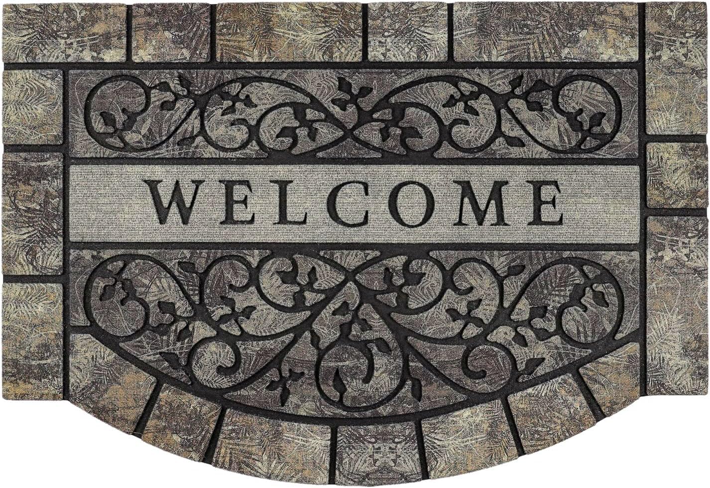 Thick Welcome Mats Outdoor, 24 * 36" Large Front Door Mat Entrance, Durable Welcome Mat for Front Door, Heavy Duty No Slip Rubber Outdoor Mats for Home Entrance