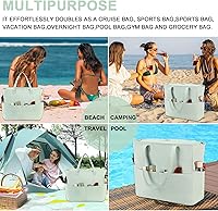 Vista 6 de Bluboon - Bolsa de playa impermeable para mujer, extra grande, con compartimento húmedo, para llevar de fin de semana, bolsa de piscina para viajes