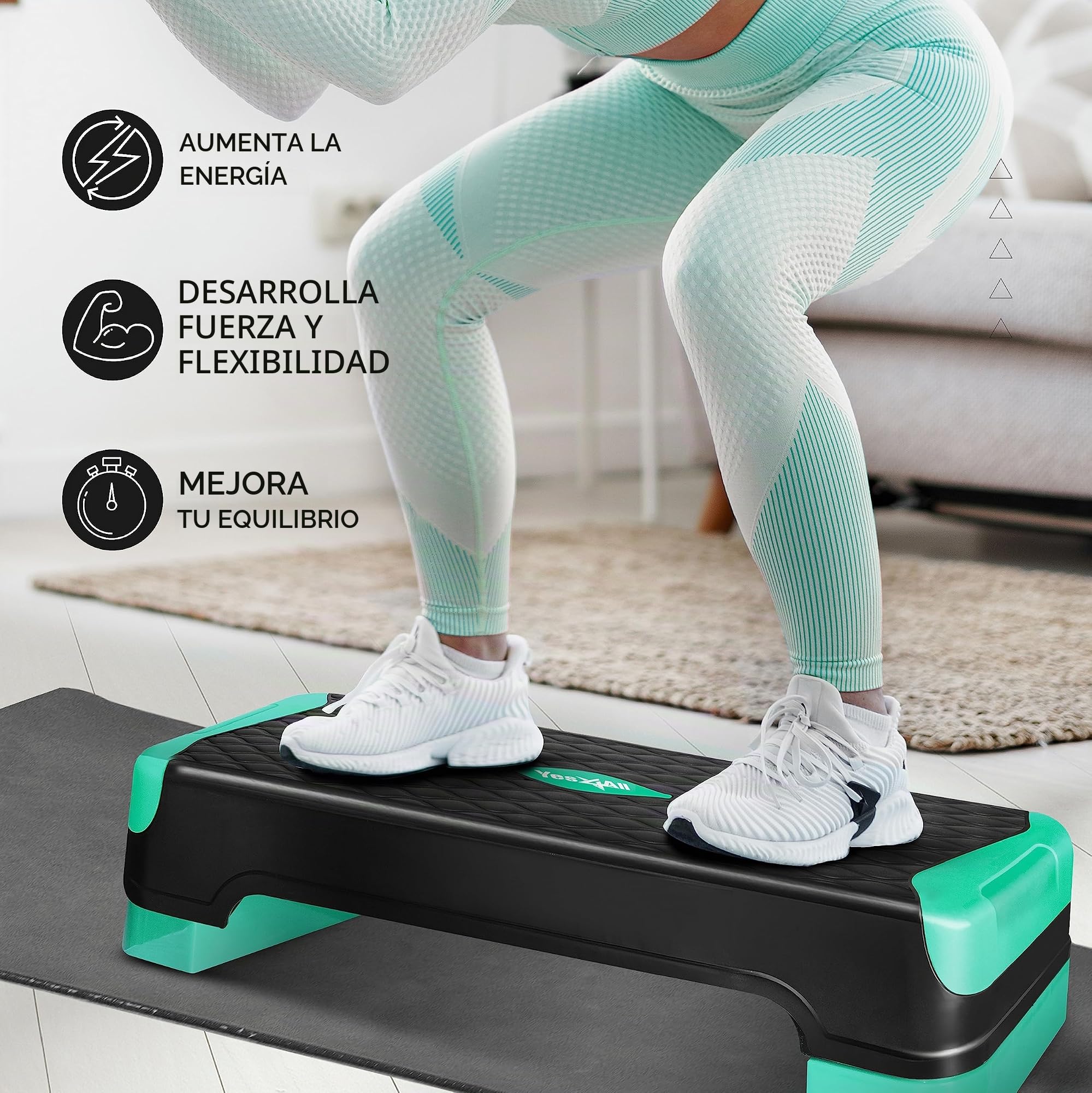Yes4All - Pasador aeróbico multifuncional, patas semicirculas extra, plataforma aeróbica ajustable de 4 pulgadas y 6 pulgadas para entrenamiento, ejercicio de paso y equilibrio