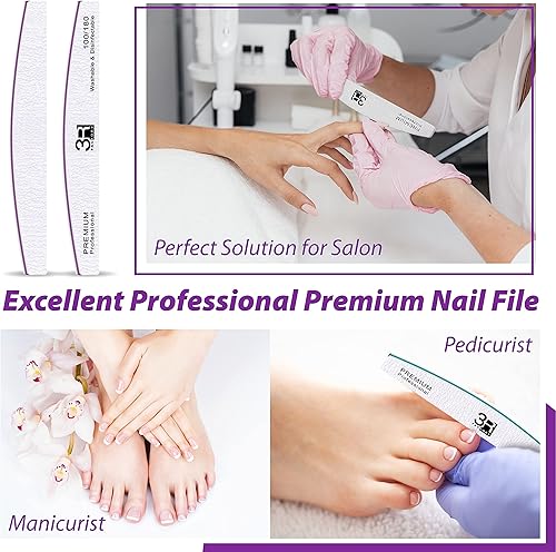 Miniatura 3 de Lima de uñas de grano 180 – 3R Factory Emery Boards para uñas, limas de uñas de doble cara para uñas naturales, limas de uñas 100/180 para uñas
