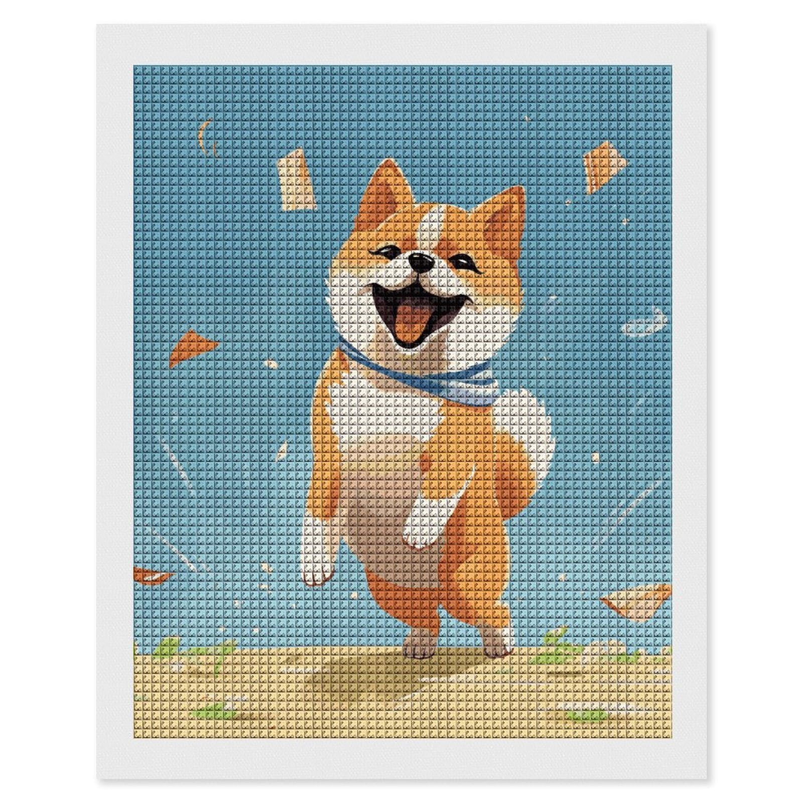 Cute Shiba Inu Diamond Art Kits for Adults, DIY 5D Diamonds Painting Kits for Beginner, Round Full Drill Diamond Dots Painting, 16"x20" Diamonds Pictures Gem Art and Crafts Wall Decor