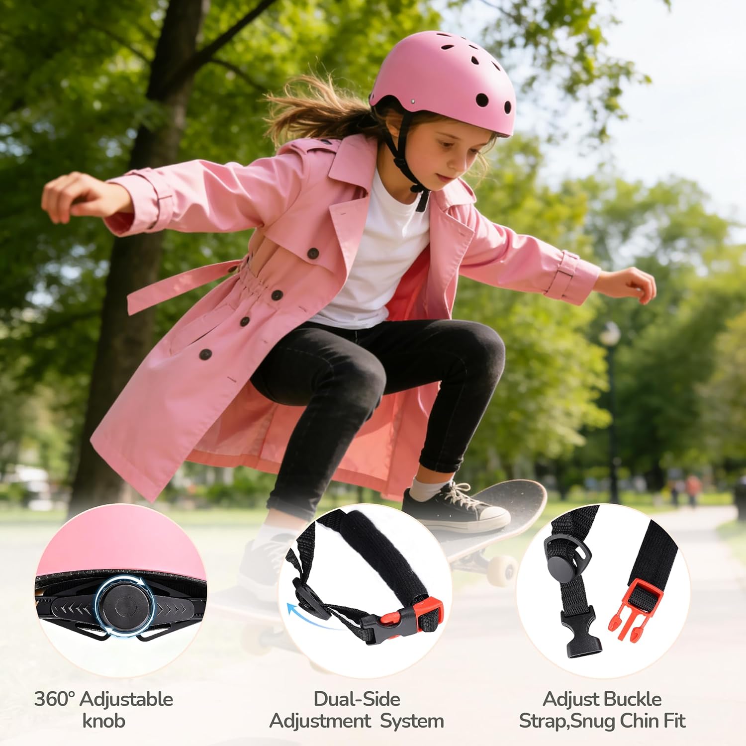 Kids Bike Helmet, Toddler Helmet for Youth Boys Girls Ages 3-14 Year Old, Adjustable Fit & Lightweight, Multi-Sport Safety for Skateboard Skating Bicycle Scooter Cycling - Image 4