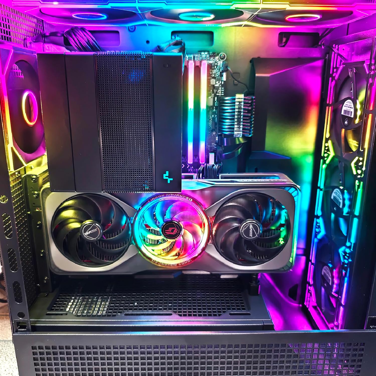 PCIe X16 GEN5 Riser Cable with GPU Vertical Mount Bracket PCIe 5.0 for RTX4090 Future RTX5090 (Black Bracket)