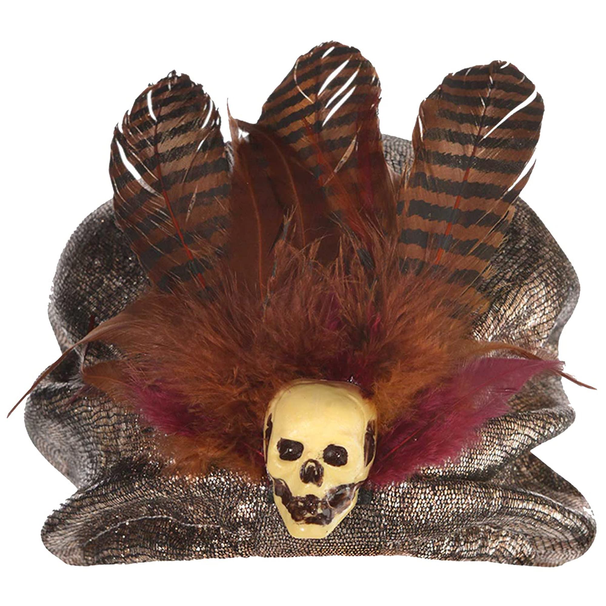 Yummy Bee - Witch Doctor Hat - Voodoo Headdress - Unisex Day of the Dead Hat with Skull and Feathers - Witch Doctor Accessories