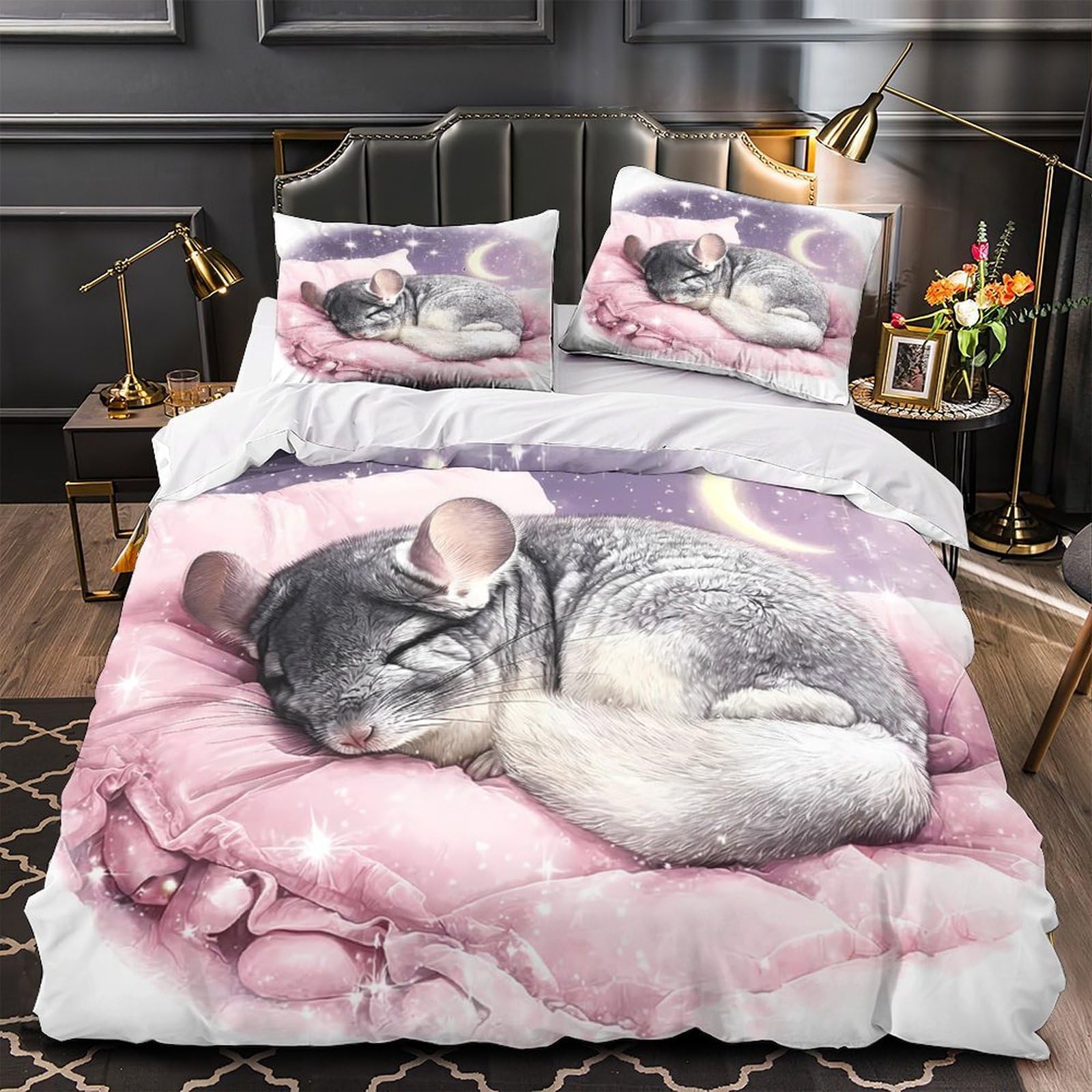 Parure de lit 220x240cm motif Chihuahua en microfibre premium