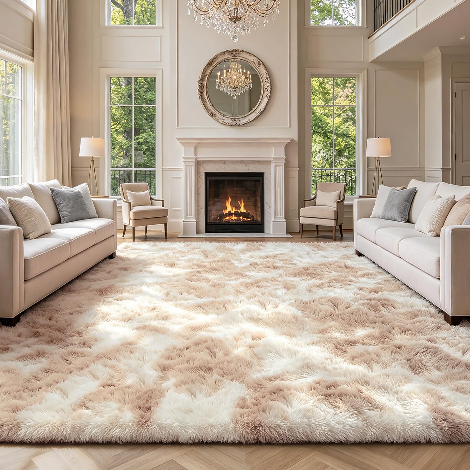 Photo 1 of 10X14 Large Area Rugs for Living Room Bedroom,Big Shag Rug for Bedroom Dorm,Soft Fluffy Indoor Carpet Plush Rugs for Living Room Home Decor,Camel