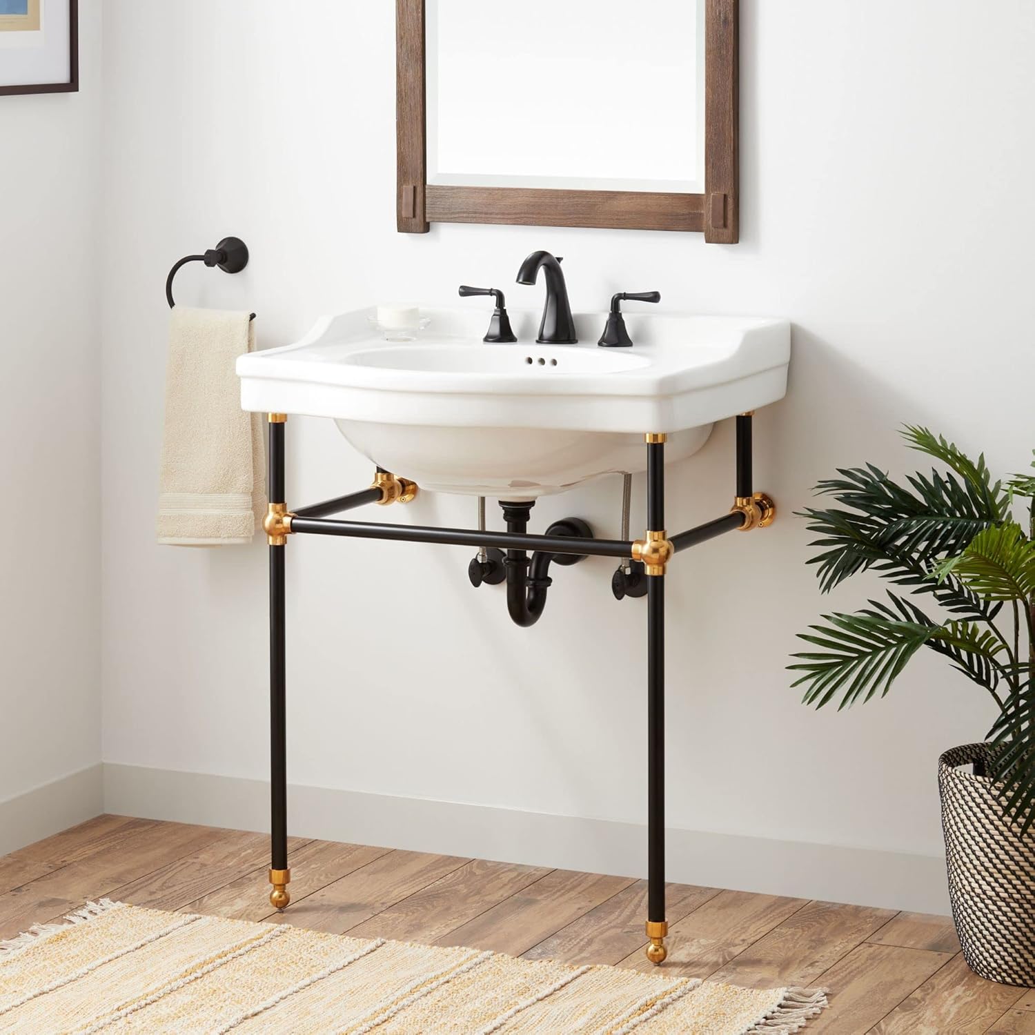 Signature Hardware 480517 Cierra 30" Vitreous China Console Bathroom Sink with 3 Faucet Holes at 8" Centers