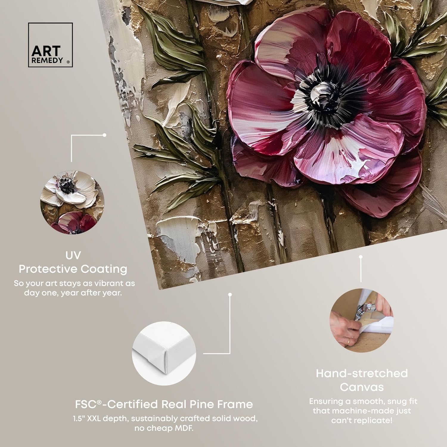 Art Remedy Withered Blossoms Canvas Farmhouse Floral Art, Gallery Wrapped, 24" x 36"