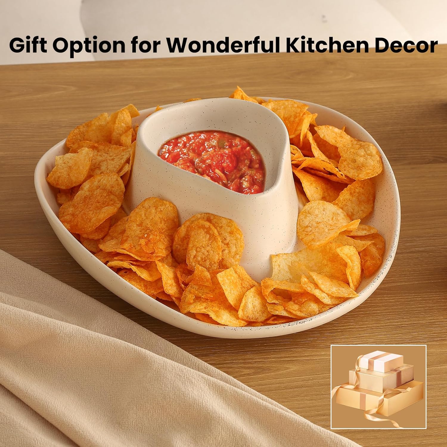 Chip and Dip Serving Set Bowl Cowboy Hat Chips and Salsa Serving Dish.10.6 x 11.6 x 3.5 in