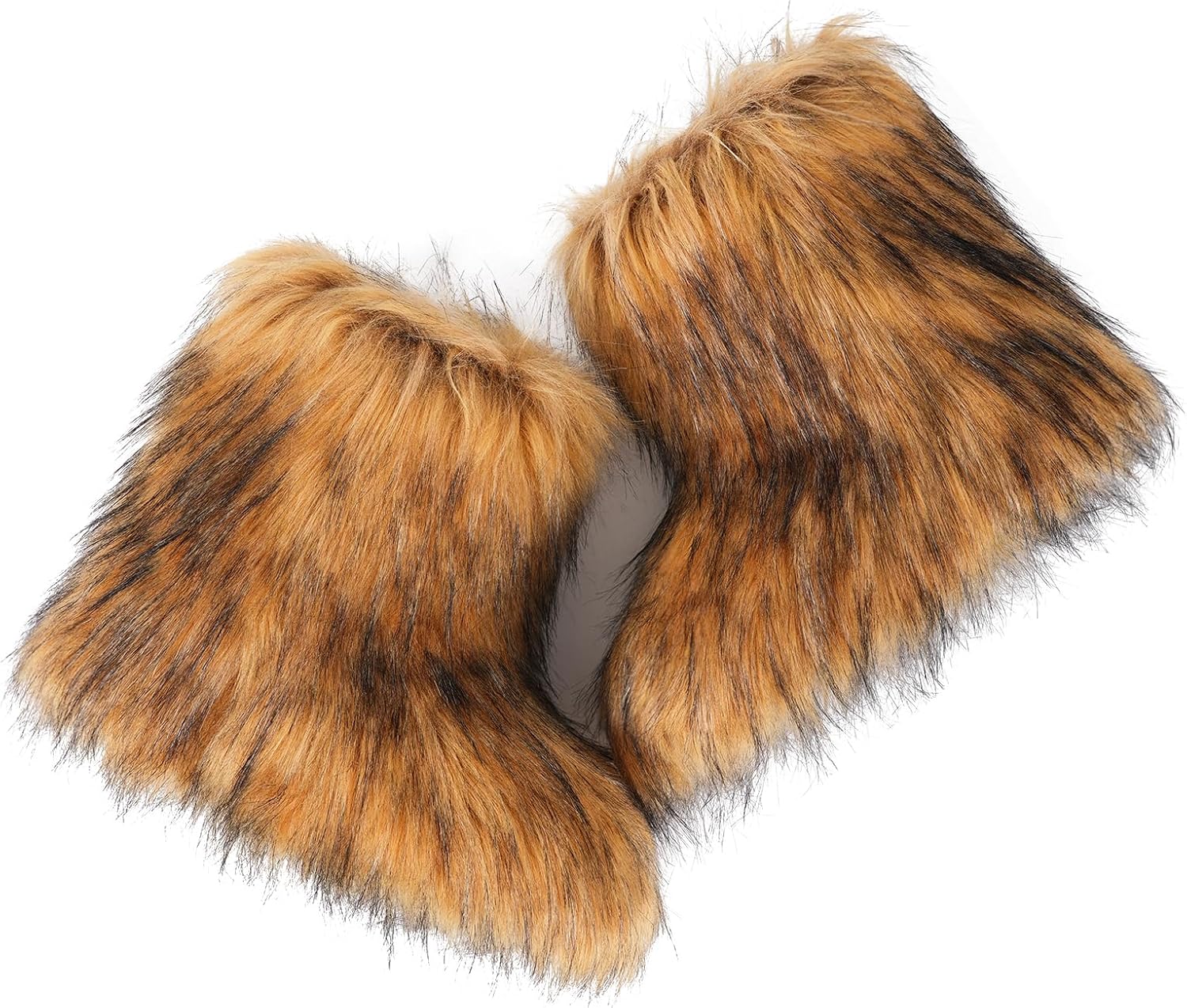 ipx Furry Faux Fur Boots for Women Fuzzy Fluffy Mid Calf Round Toe Snow Boots Women's Fashion Comfy Winter Boots Plush Warm Short Flat Heel Mid-Calf Shoes - Image 5