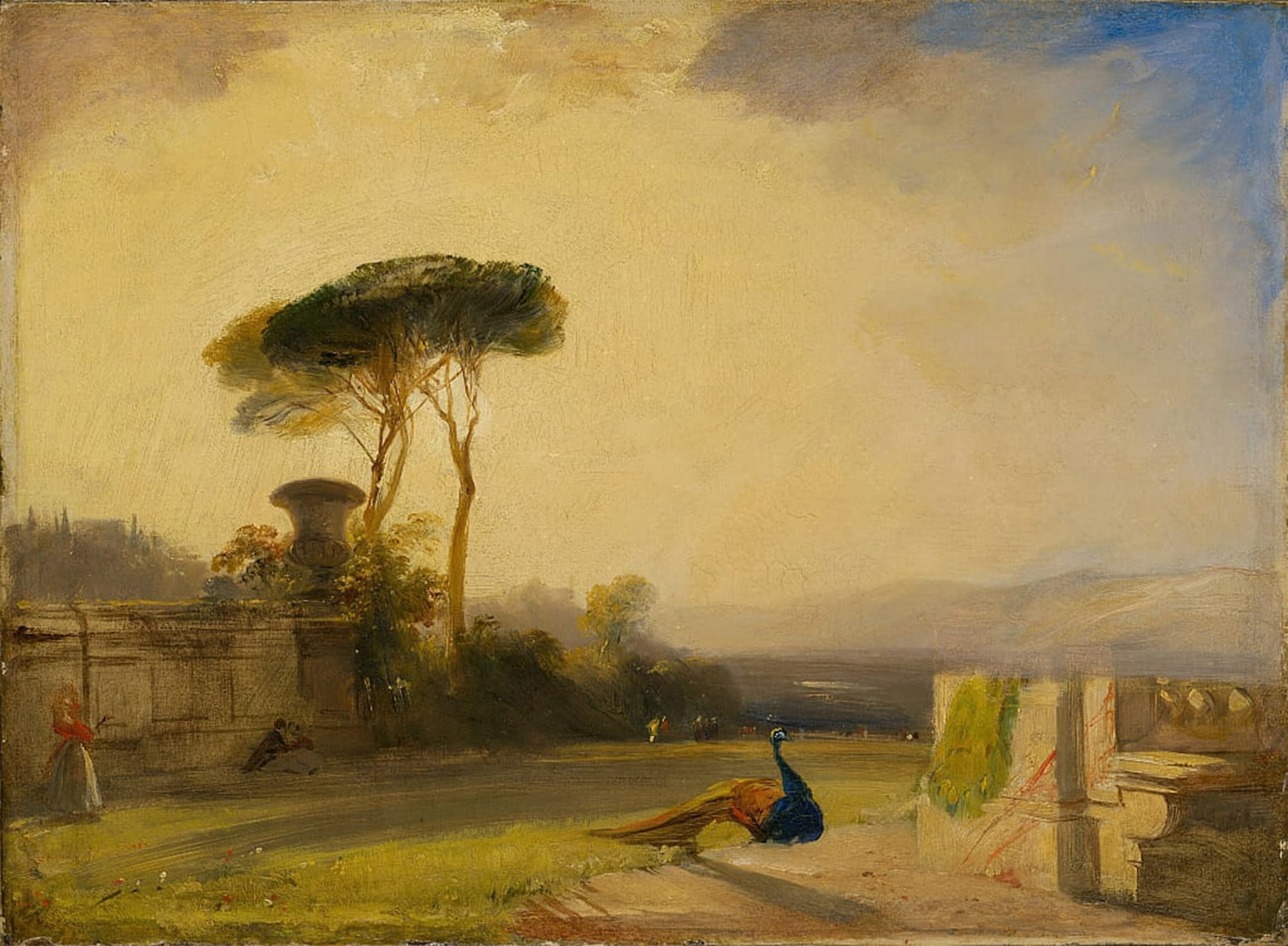 ARTXLXXBN Famous Art Print Poster Vintage Wall Art View on the Grounds of a Villa Near Florence by Richard Parkes Bonington Canvas Art Poster for Home Decor 60x90cm