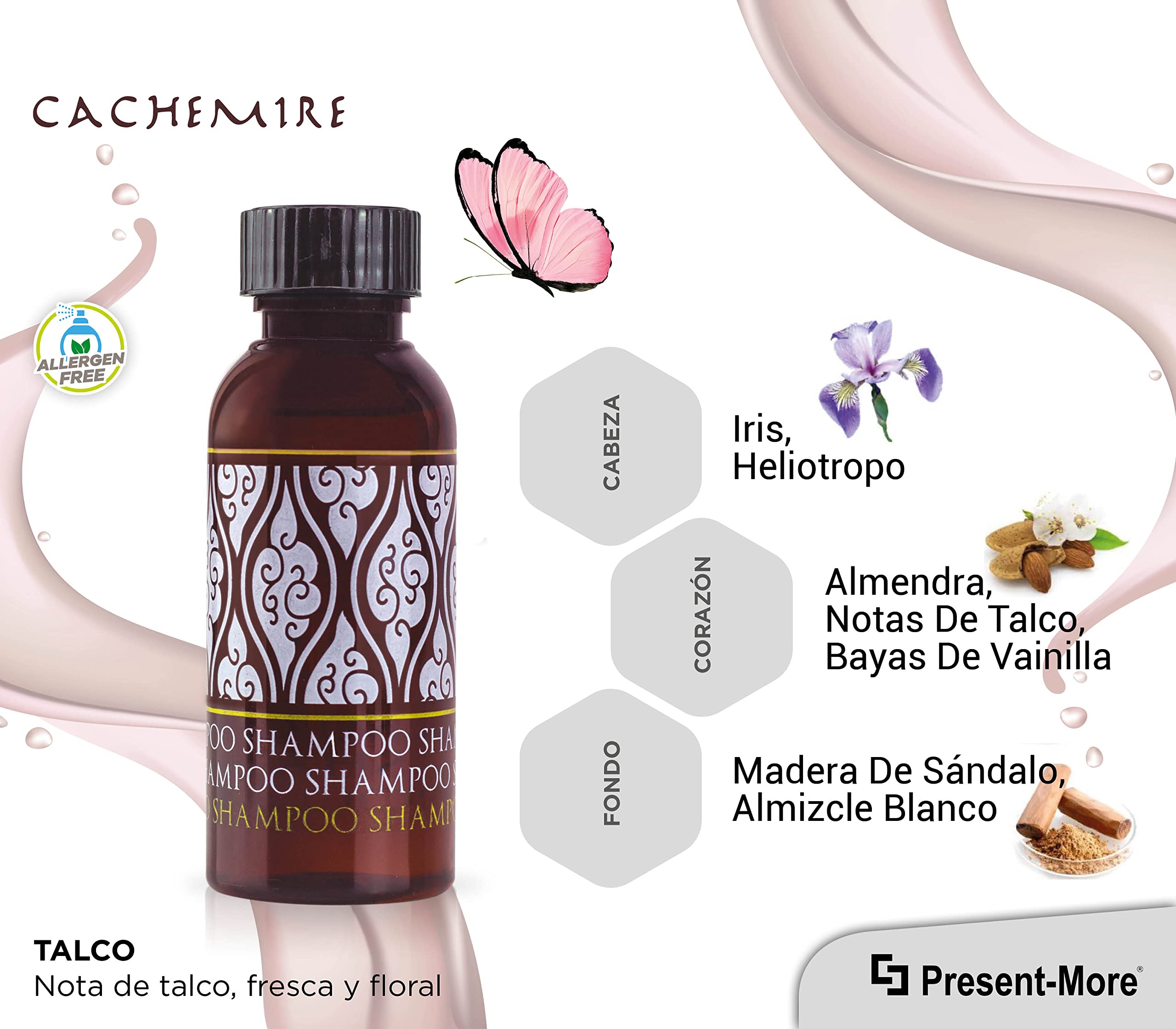 PRESENT-MORE - Champú para Hotel 45ml Cachemire - 250 Piezas