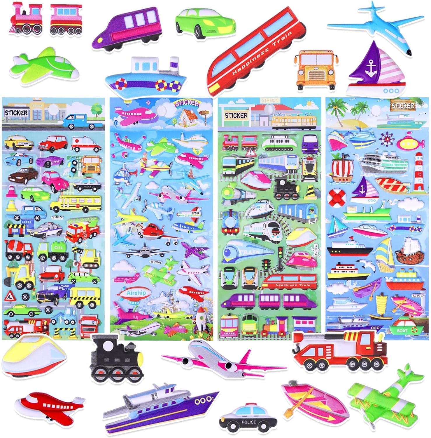 LUCHILA 3D Puffy Transportation Stickers for Kids Toddlers,Small Bubble Airplane Train Car and Boat Stickers for Boys Girls Back to School Rewards,Crafts,Adhesive Foam Stickers (B0CWLN515G) Amazon Price History, Amazon Price Tracker