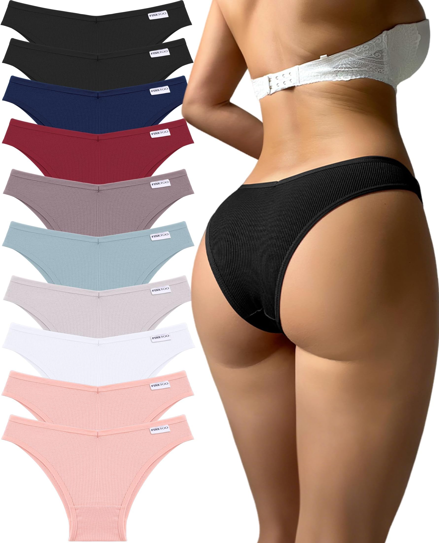 Womens Cotton Underwear Sexy Stretch Bikini Panties Low Rise Hipster Ladies Soft V-Waist Cheeky