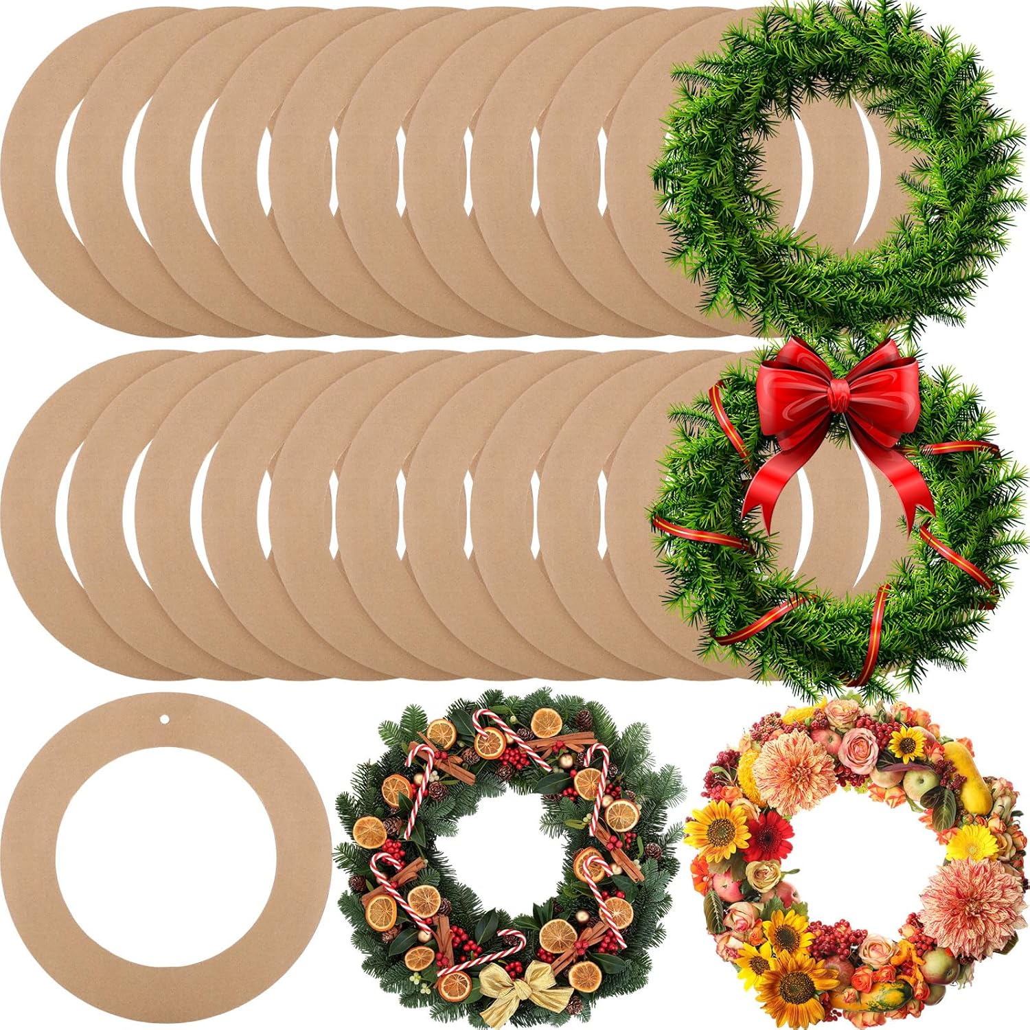 Sieral 40 Pieces Large Hanging Round Wreaths 12 Inch