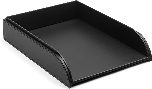 Osco Faux Leather Letter Tray - Black