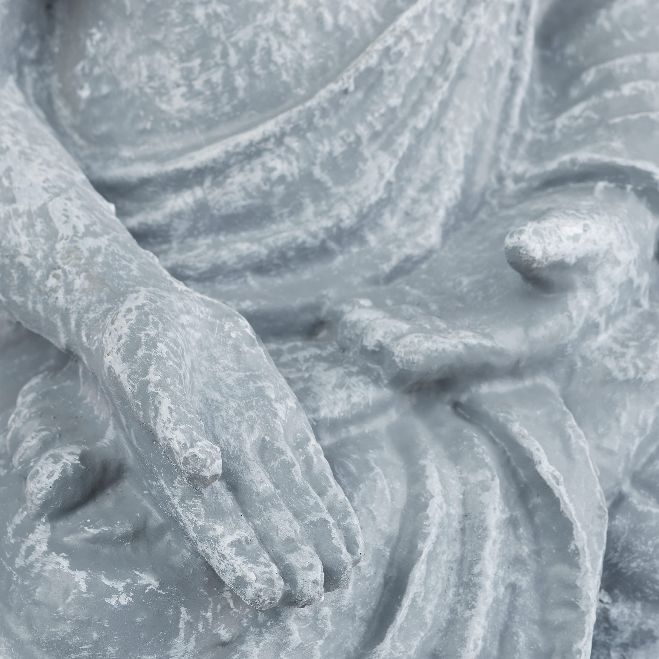 Relaxdays Statua Zen del Buddha Seduto XL, 40 cm, Feng Shui, per Esterni, da Giardino, Decorativa, Grigio Chiaro