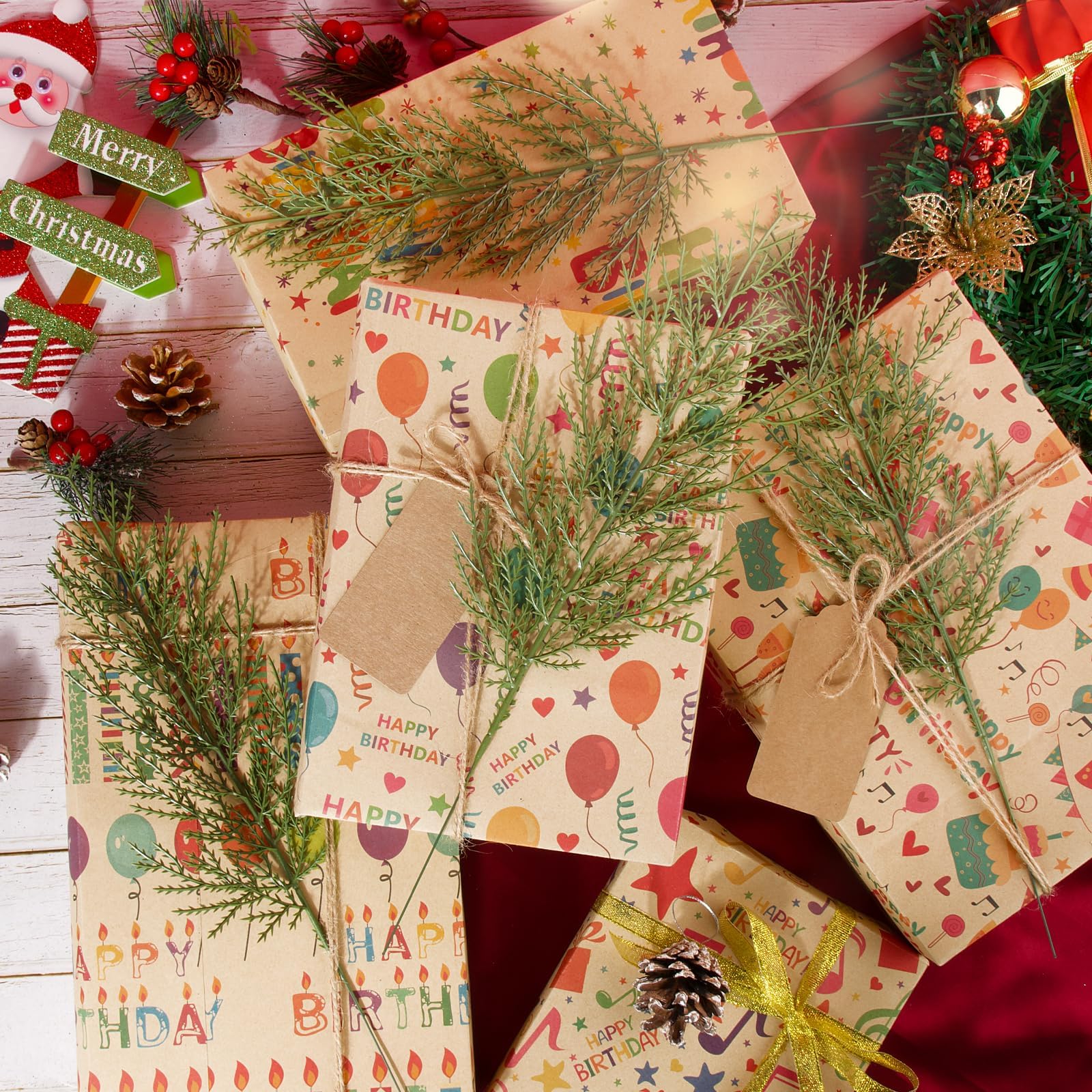 35 PCS Branches De Pin Artificielles Branche De Pin De Noël