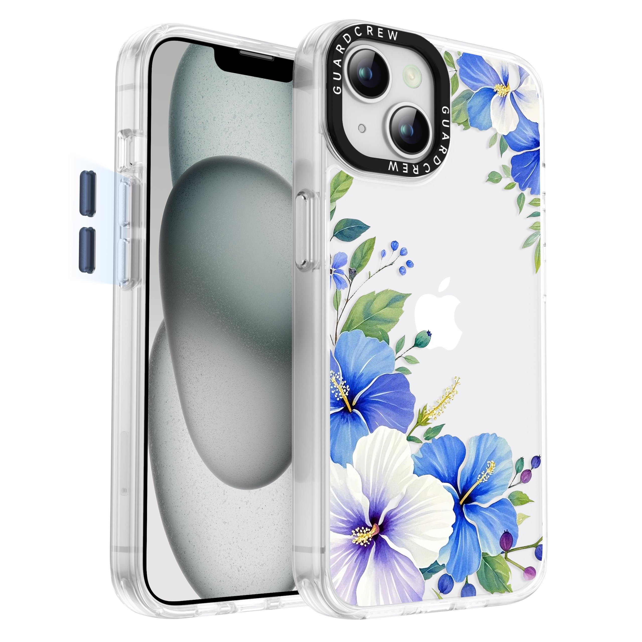 GuardCrew for iPhone 14 Case, [Crashproof 11FT Military-Grade Drop Protection] [Anti-Yellowing & Anti-Peel] Clear Shockproof TPU Bumper Slim Floral