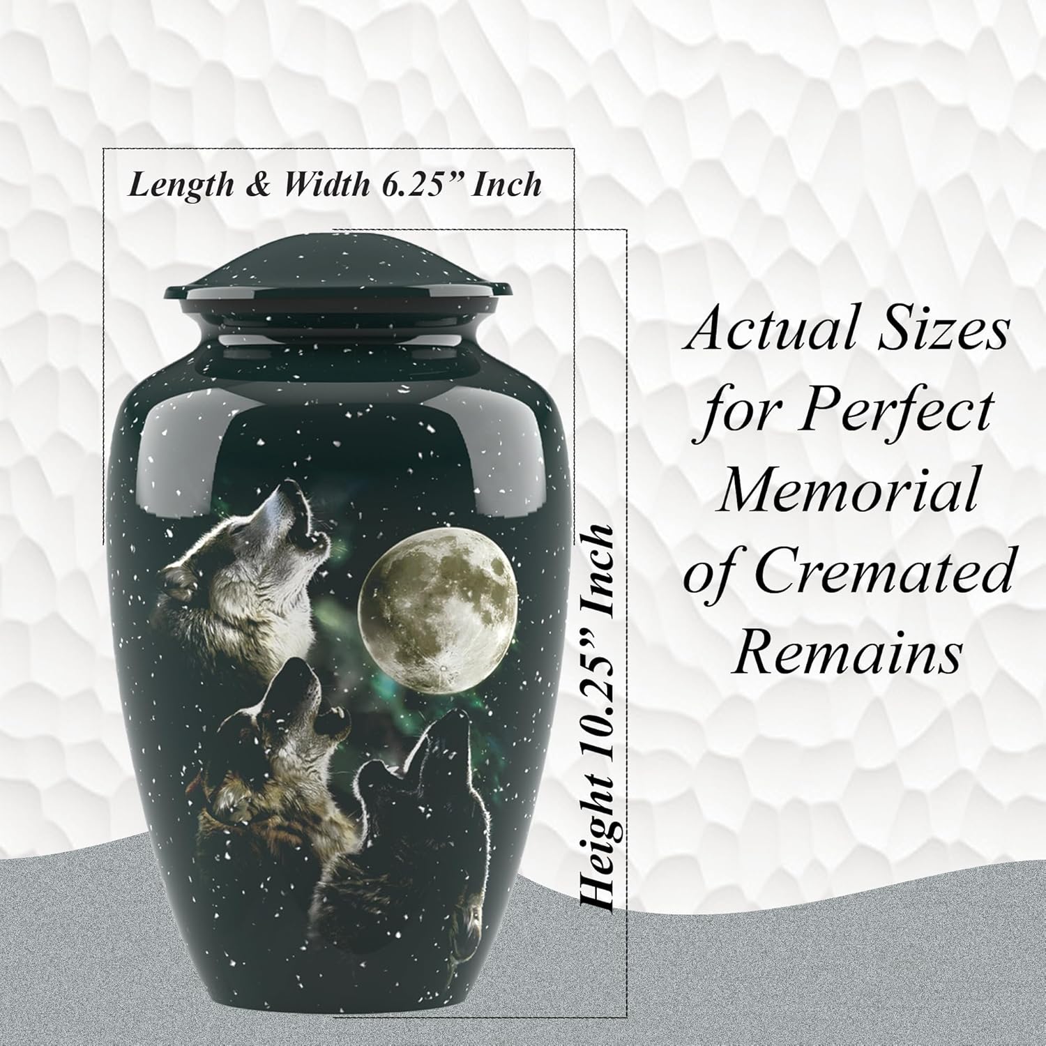 Forever URNS - Large Urn for Ashes Adult Male & Female | Memorial Gifts, Ashes Keepsake l Aluminium Metal with 3 Wolves Theme | Velvet Protection Box | Handcrafted Memorial Box for Funeral, 200 cu in - Image 8