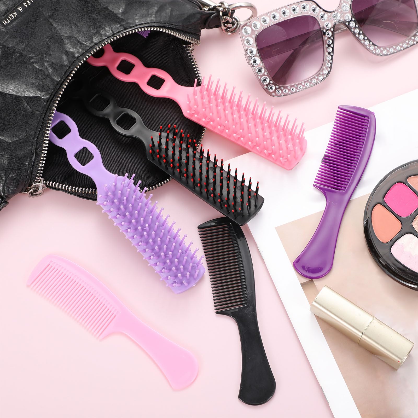 Baderke Juego de 48 peines de cepillo para el cabello a granel para personas sin hogar, envueltos individualmente, rizado, grueso, largo, alisador, cepillo para desenredar el cabello para mujeres y