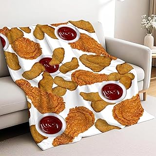 Chicken Nugget Blanket, Dino Nugget Throw Blanket for Baby, 40"x30" Ketchup Chicken Nuggets Plush Novelty Gifts for Boys Girls, Fried Drumstick Funny Food Lightweight Flannel Blankets for Sofa Car Pet