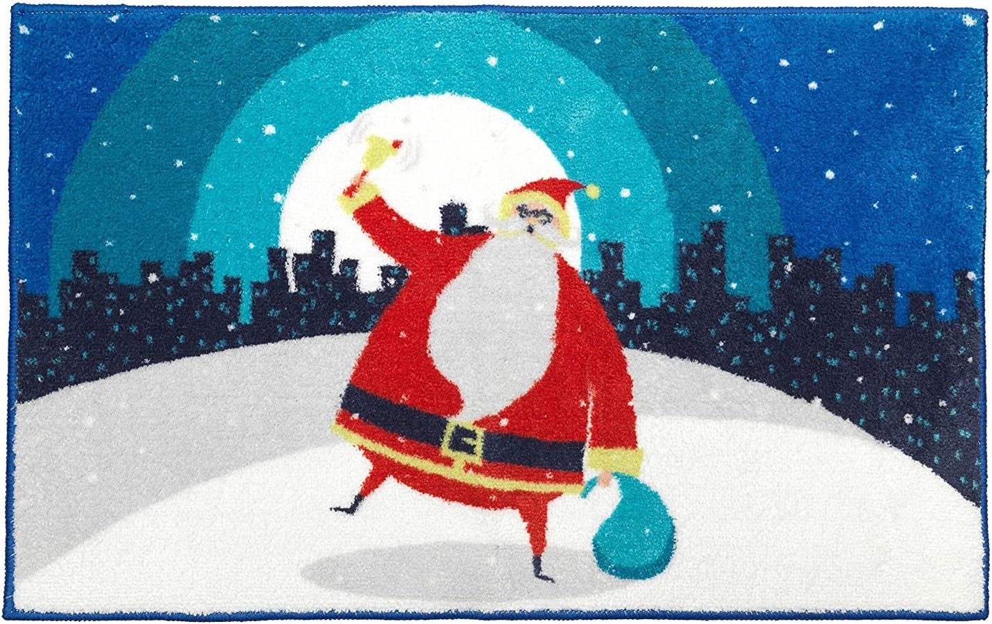 Merry Christmas Bathroom Wish Collection Holiday Bath Mat (20" x 30") - Santa in The City
