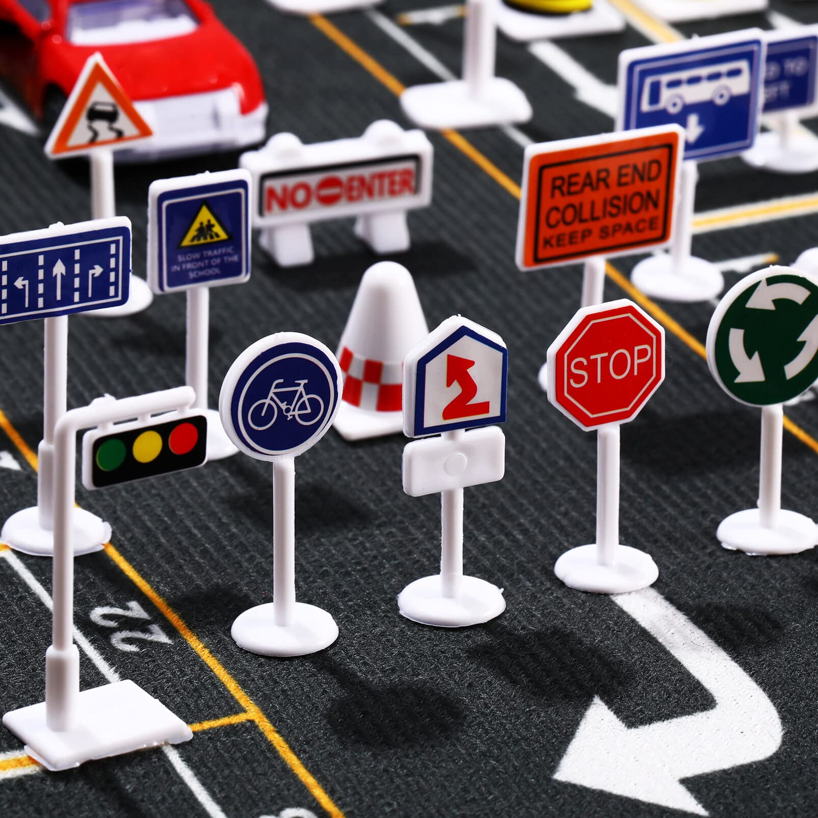 Toy Road Signs Roadcraft 1Set Traffic Road Signs Playset,Mini Street Road Signs Playset with LED Traffic Light for Kids Educational Road Signs Toy Little Mix Merchandise - Image 2